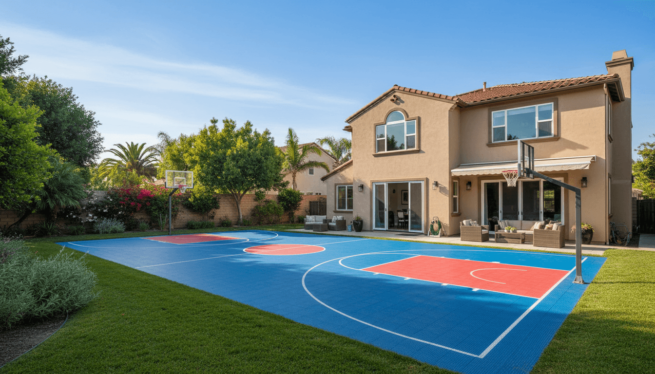 A completed sports court builder job at a house