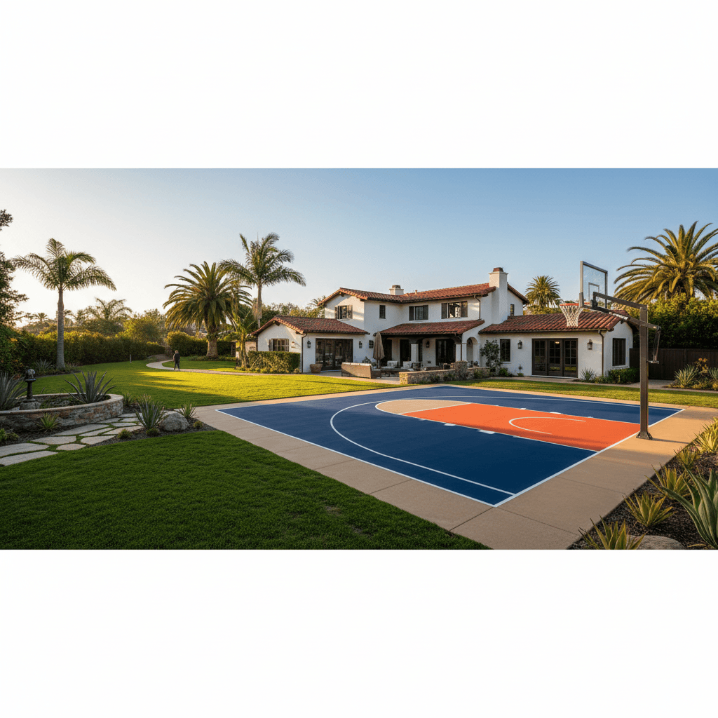 A sports court builder job seen in full